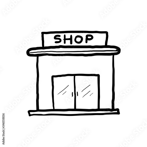 hand drawn Set of store icon line design. Store vector illustration doodle