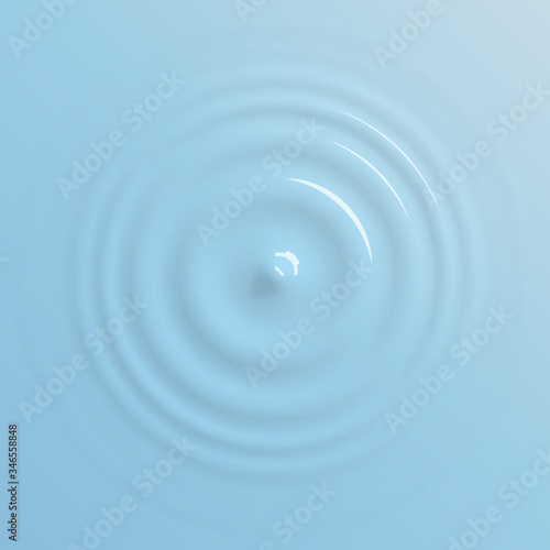 Water drop falling on water surface, top view background