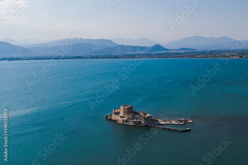 Aerial view of Old Venetian fortress on the island of Bourtzi  Nafplion  Greece