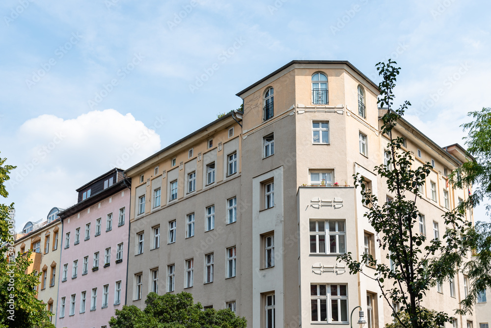 Low angle view of old residential buildings in Berlin Mitte
