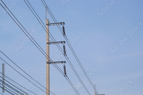 Wallpaper Mural Cement high voltage poles and electric wire with blue sky. Torontodigital.ca
