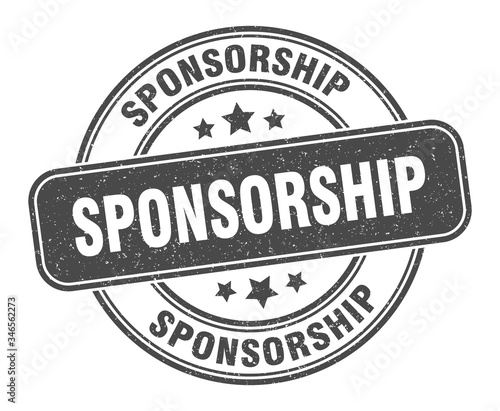 sponsorship stamp. sponsorship label. round grunge sign