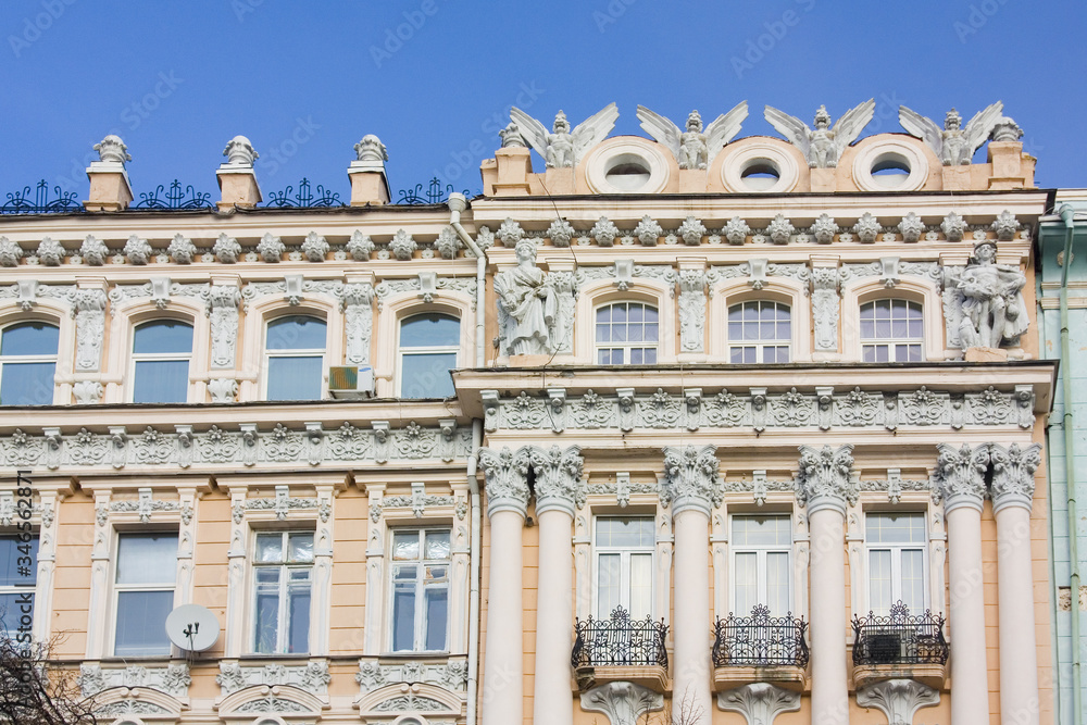 Beautiful building at Architect Gorodetsky Street in Kyiv, Ukraine