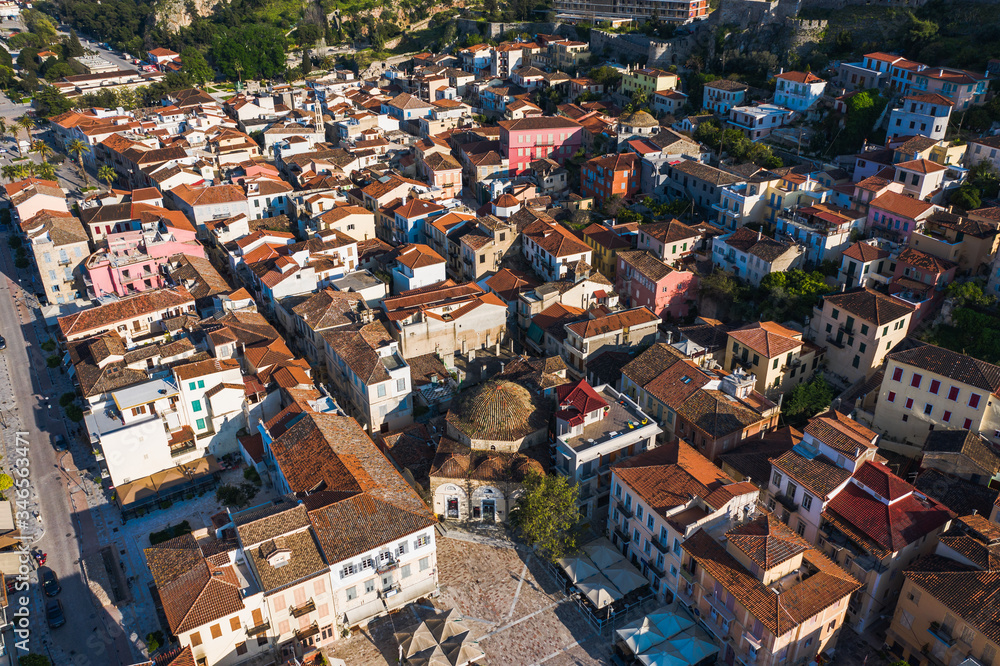 Nafplio or Nafplion, Greece, Peloponnese old town houses cityscape