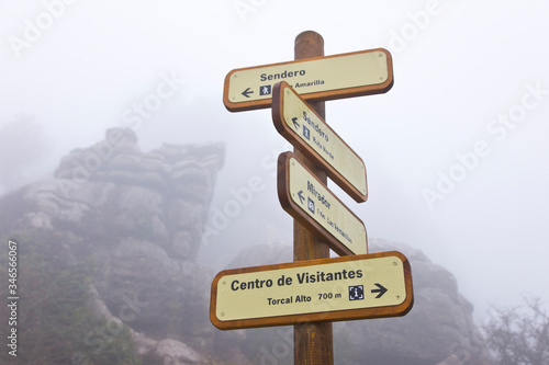 Landscape with fog in the Torcal de Antequera Natural Area. Antequera  Malaga province  in the autonomous community of Andalusia  Spain  Europe