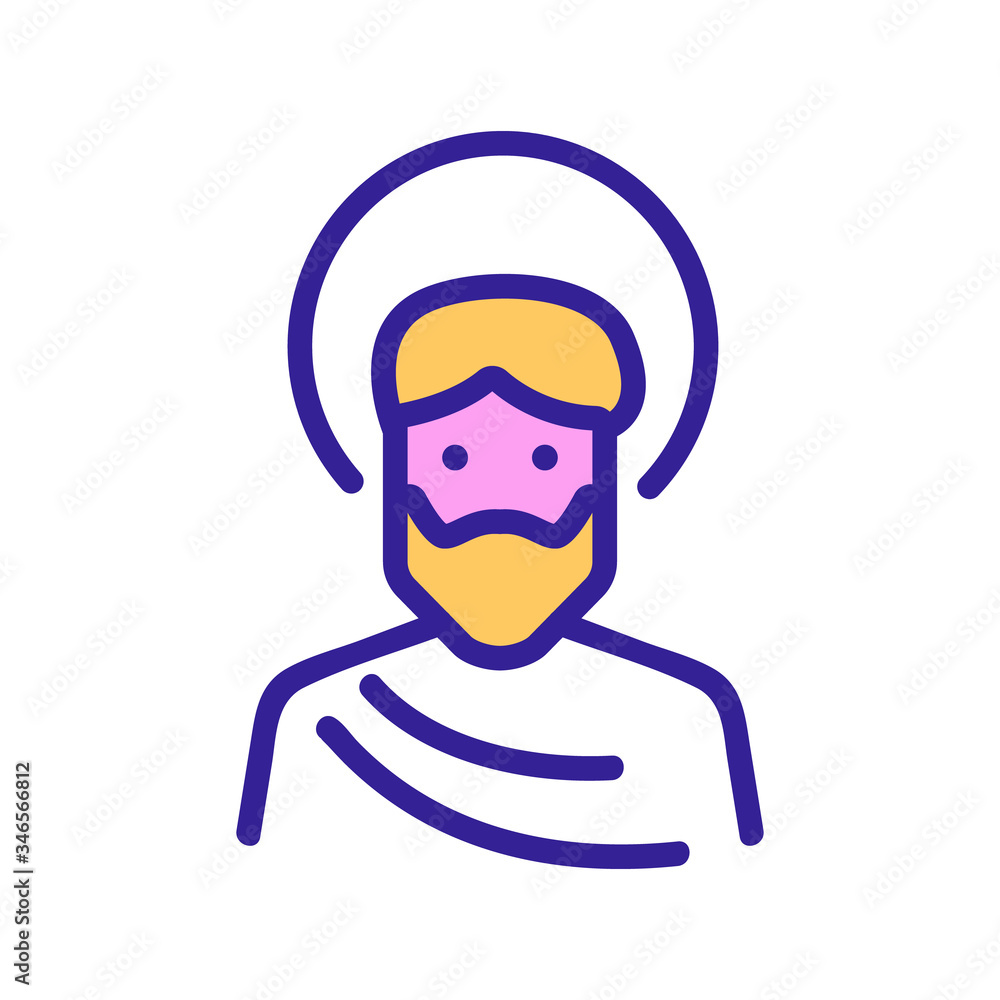 holy face with halo of saint icon vector. holy face with halo of saint sign. color symbol illustration