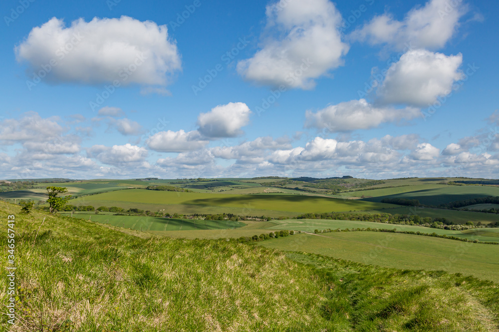 Looking out over a green South Downs landscape from Kingston Ridge Looking out over a green South Downs landscape from Kingston Ridge