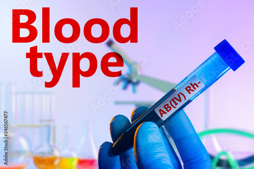 Blood test. A test tube wit...