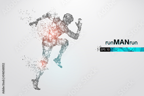 Abstract silhouette of a wireframe running athlete, man on the white background. Athlete runs sprint and marathon. Convenient organization of eps file. Vector illustration. Thanks for watching