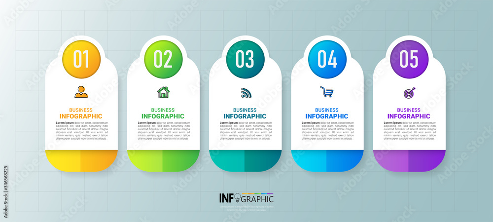 Infographics design template, Business concept with 5 steps	
 - obrazy, fototapety, plakaty 