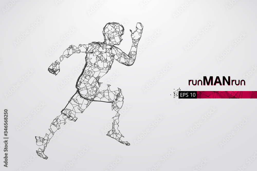 Fototapeta premium Abstract silhouette of a wireframe running athlete, man on the white background. Athlete runs sprint and marathon. Convenient organization of eps file. Vector illustration. Thanks for watching