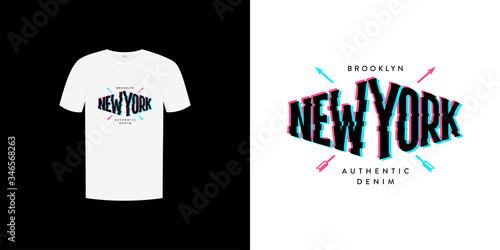 New york anaglyph shirt print vector Illustration