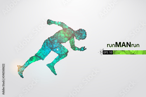 Abstract silhouette of a wireframe running athlete, man on the white background. Athlete runs sprint and marathon. Convenient organization of eps file. Vector illustration. Thanks for watching