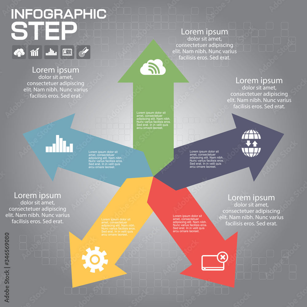 5 Steps Infographic Design Elements for Your Business Vector Illustration. 5 Steps Infographic Design Elements for Your Business Vector Illustration.