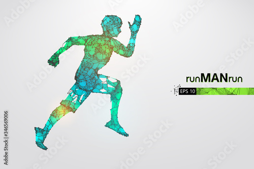 Abstract silhouette of a wireframe running athlete, man on the white background. Athlete runs sprint and marathon. Convenient organization of eps file. Vector illustration. Thanks for watching