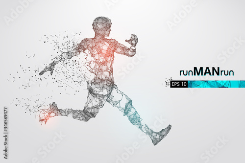 Abstract silhouette of a wireframe running athlete, man on the white background. Athlete runs sprint and marathon. Convenient organization of eps file. Vector illustration. Thanks for watching