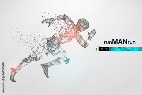 Abstract silhouette of a wireframe running athlete, man on the white background. Athlete runs sprint and marathon. Convenient organization of eps file. Vector illustration. Thanks for watching