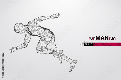 Abstract silhouette of a wireframe running athlete, man on the white background. Athlete runs sprint and marathon. Convenient organization of eps file. Vector illustration. Thanks for watching