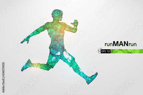 Abstract silhouette of a wireframe running athlete, man on the white background. Athlete runs sprint and marathon. Convenient organization of eps file. Vector illustration. Thanks for watching