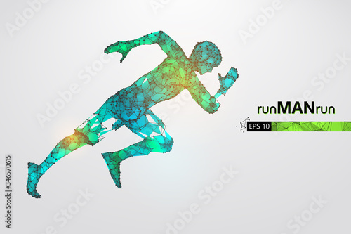 Abstract silhouette of a wireframe running athlete, man on the white background. Athlete runs sprint and marathon. Convenient organization of eps file. Vector illustration. Thanks for watching