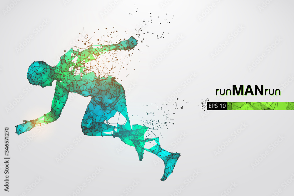 Abstract silhouette of a wireframe running athlete, man on the white background. Athlete runs sprint and marathon. Convenient organization of eps file. Vector illustration. Thanks for watching Abstract silhouette of a wireframe running athlete, man on the white background. Athlete runs sprint and marathon. Convenient organization of eps file. Vector illustration. Thanks for watching