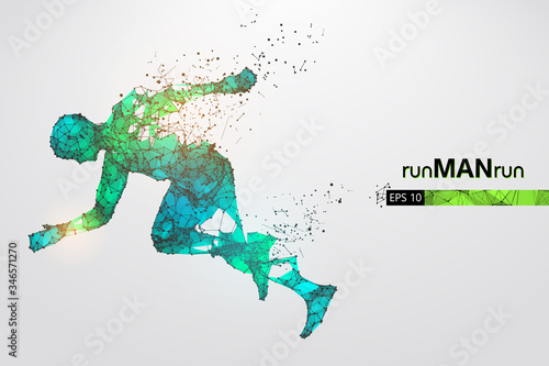 Abstract silhouette of a wireframe running athlete, man on the white background. Athlete runs sprint and marathon. Convenient organization of eps file. Vector illustration. Thanks for watching