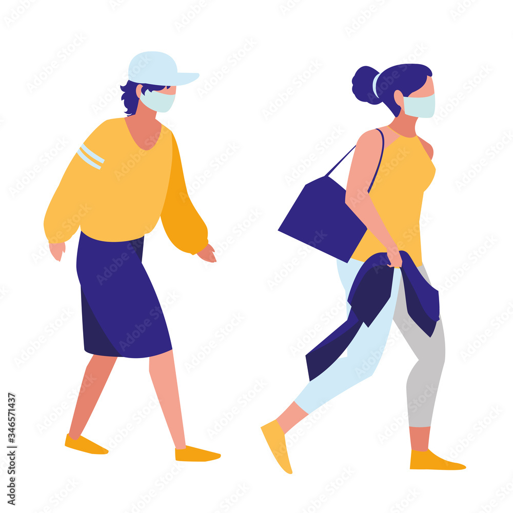 couple walking in the city wearing face mask couple walking in the city wearing face mask