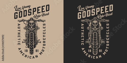 Monochrome american motorcycle print