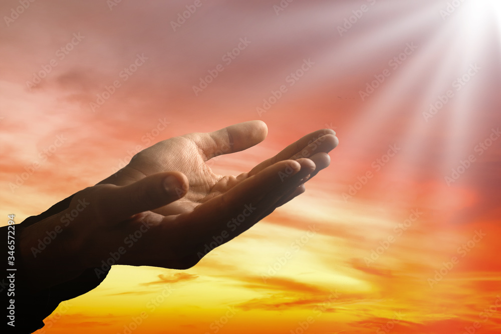 Light in the human hands in the dark Light in the human hands in the dark