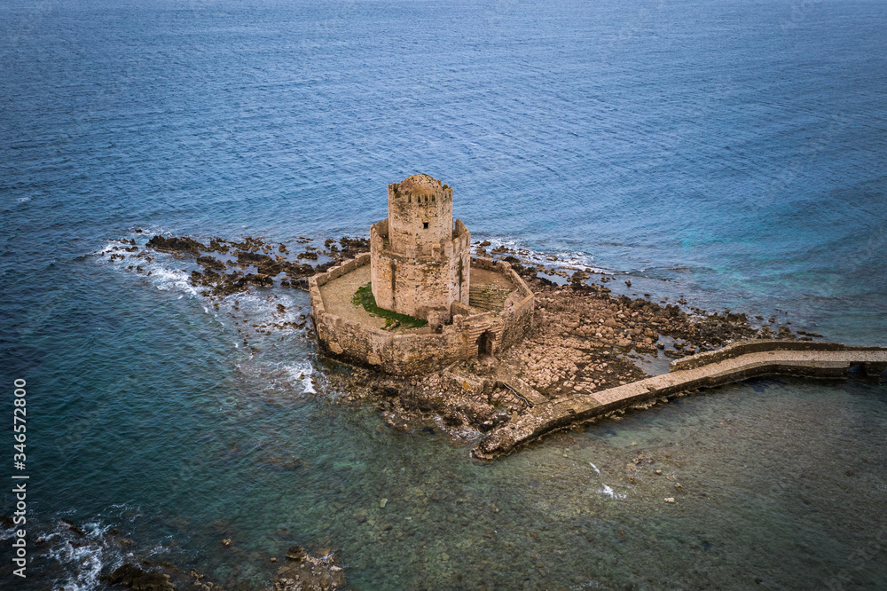 The Venetian Fortress of Methoni at sunset in Peloponnese, Messenia, Greece