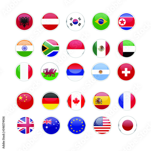 flag collection with 20 countries 