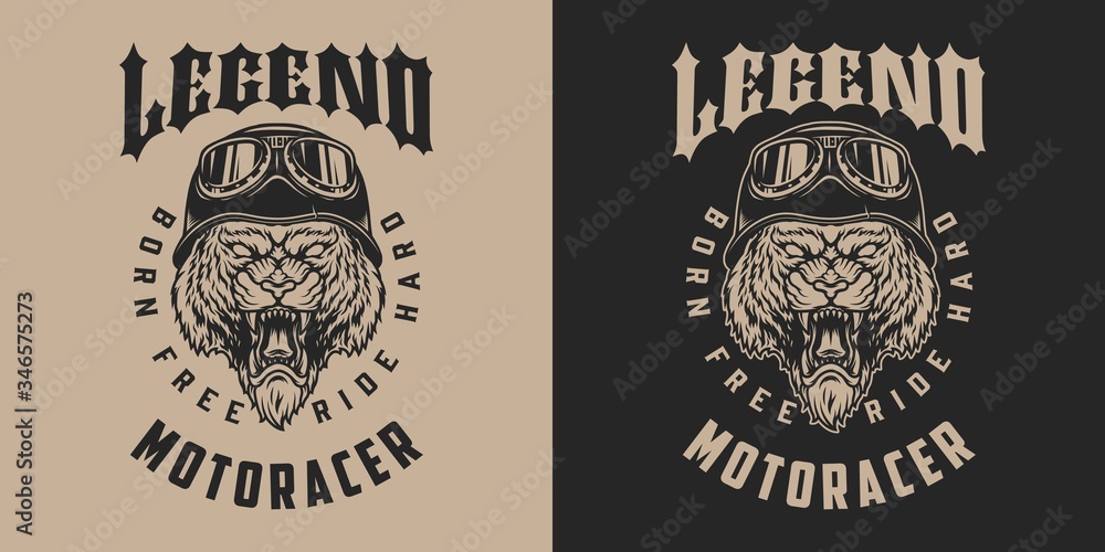 Motorcycle legend vintage monochrome label