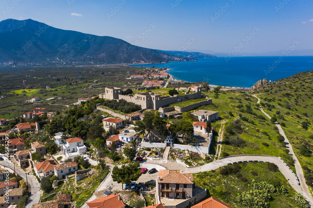Paralio Astros cityscape, view from drone, Arcadia, Greece
