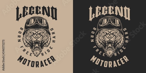 Motorcycle legend vintage monochrome label