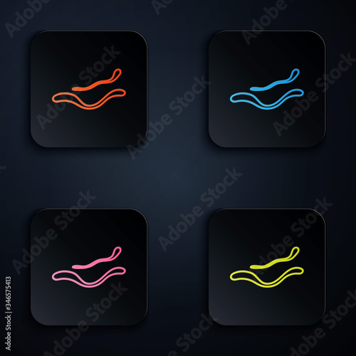 Color neon line Ebola virus disease icon isolated on black background. Set icons in square buttons. Vector Illustration