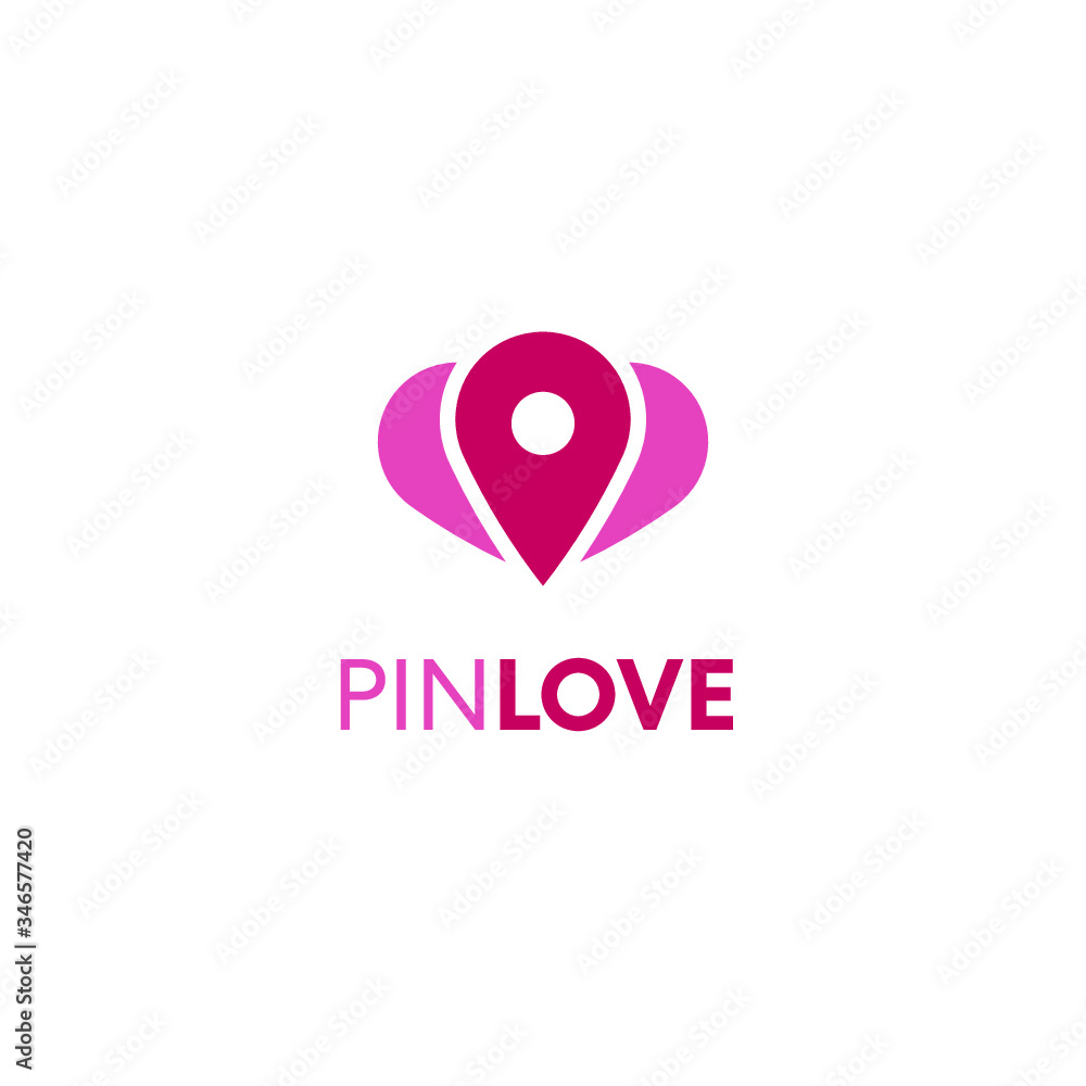 pin love heart location logo design