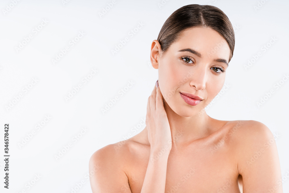 Beauty portrait of beautiful female model isolated on white background Beauty portrait of beautiful female model isolated on white background