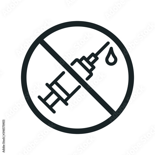 anti vaccination icon - forbidden Syringe Injection sign - symbol for anti vaxxer - vector