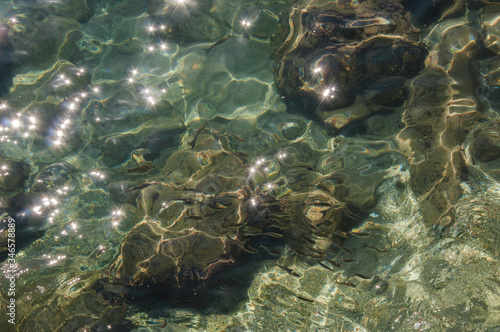 Solar reflections on the surface of the water