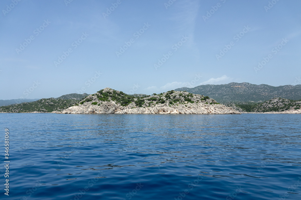 View of the Turkish rocky coast near the island of Kekova