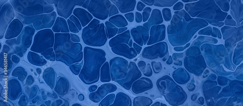 Blue sapphire waves and spot drops. Abstract aqua banner