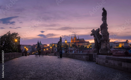 Obraz na płótnie Prague, Charles Bridge in the evening light, the most beautiful bridge in Czechia. Czech Republic w salonie