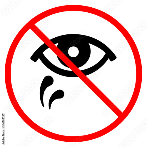 Warning avoid touching the eyes vector icon isolated on white background, forbidden human eyes sign