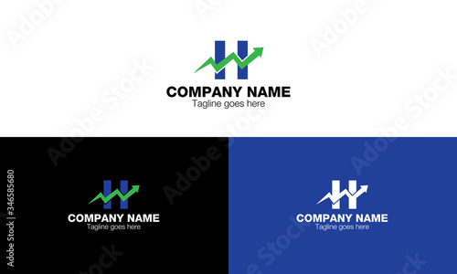 H letter arrow icon logo design