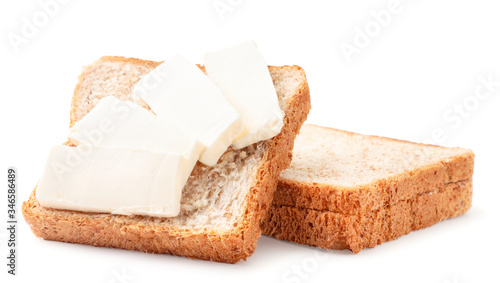 Sandwich with cream cheese on a white background. Isolated