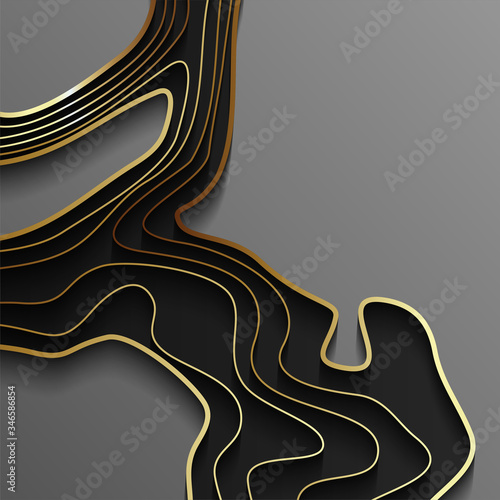 Map line of topography. Vector abstract topographic map concept with space for your copy. Black and white wave. Abstract paper cut. Abstract colorful waves. Wavy banners. Color geometric form.