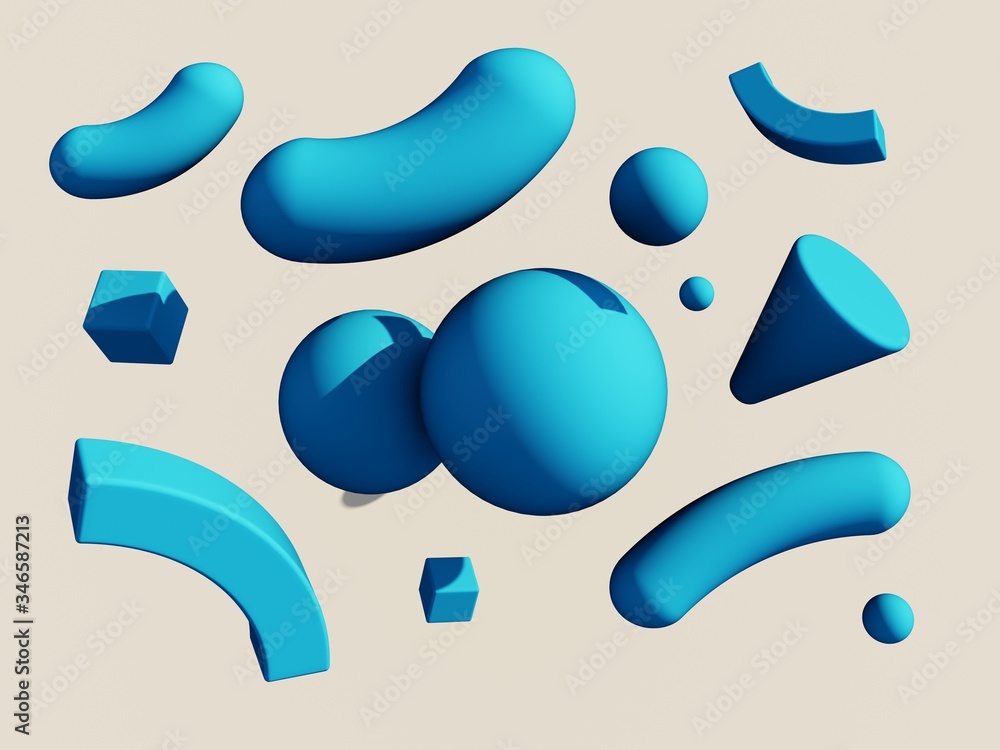 Geometric shapes on a plain background. 3D Rendering Geometric shapes on a plain background. 3D Rendering