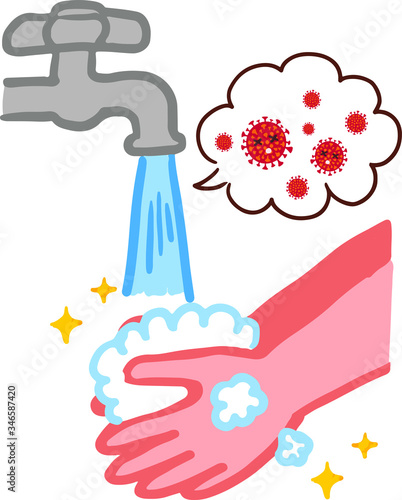 手洗い水で流す　嫌がるコロナウィルス