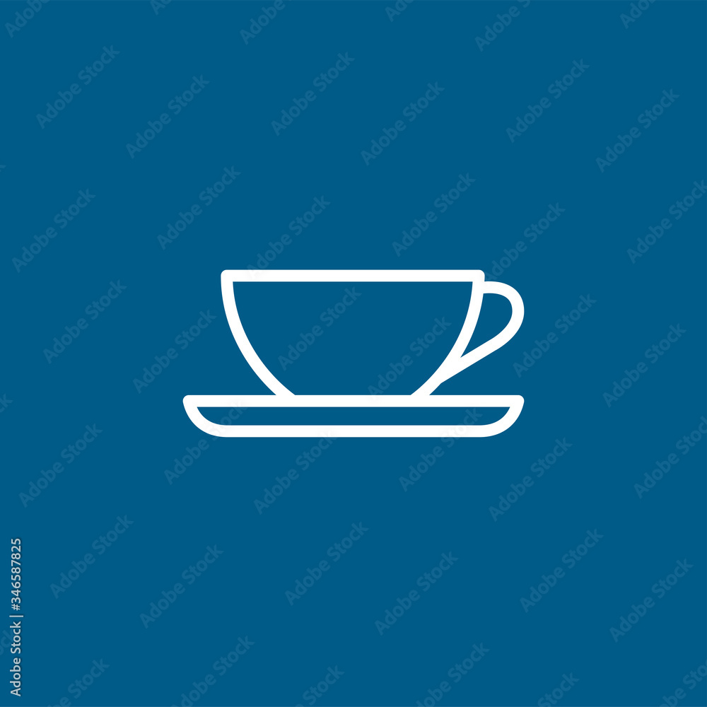 Empty Coffee Cup Line Icon On Blue Background. Blue Flat Style Vector Illustration Empty Coffee Cup Line Icon On Blue Background. Blue Flat Style Vector Illustration