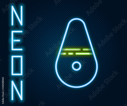 Glowing neon line Dildo vibrator for sex games icon isolated on black background. Sex toy for adult. Vaginal exercise machines for intimate. Colorful outline concept. Vector Illustration
